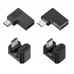 xiwai 90/360 Degree Angled USB-C to Micro USB Adapter 4 Pack, USB2.0 Type C Female to Micro USB Male Power Data Adapter(Right & Left &Up & Down) for Phone Tablet