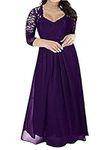 Nemidor Women's Deep- V Neck 3/4 Sleeve Vintage Plus Size Bridesmaid Formal Maxi Dress (16, Purple+Sleeve)