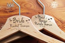 Personalised Hearts Bridal Wedding Hanger in Wood - Hanger Engraved Wedding Gift Bride, Bridesmaids and more.