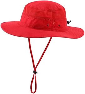 Connectyle Outdoor Mesh Sun Hat Wide Brim UV Sun Protection Hat Fishing Hiking Hat, Red