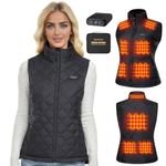 Topdot Heated Gilet Womens Heated Vest with Power Bank 16000mAh 7.4V, 10 Heating Zones Electric Heated Vest with 3 Heating Levels Ergonomic Heating System, Smart Temp Control Warm Vest for Women