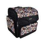 Everything Mary Deluxe Collapsible Rolling Craft Bag, Brown Floral - Scrapbook Tote Bag with Wheels for Scrapbooking & Art - Travel Organizer Storage