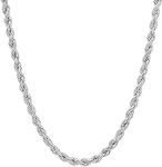 Savlano 925 Sterling Silver 4mm Solid Italian Rope Diamond Cut Twist Link Chain Necklace with Gift Box for Men & Women - Made in Italy