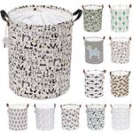 Sea Team Large Size Canvas Laundry Hamper Collapsible Storage Basket with Nautical Cute Pattern, 19.7 by 15.7 inches (Panda)