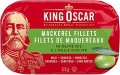 King Oscar, Skinless & Boneless Mackerel Fillets in Olive Oil, 115 Gram Cans (Pack of 12)