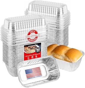 Stock Your Home Disposable Aluminum Mini Loaf Pans with Lids, 1 lb (50 Pack) New & Improved Plastic Dome Lid Foil Baking Tins, Tin Pans for Cake, Bread, Holiday Baked Goods Packaging