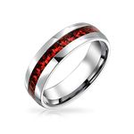 Red Crystal Eternity Band Ring for July Birth Month Men Women Silver Toned Stainless Steel Channel Set