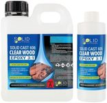 Solid Solutions Clear Wood Epoxy Resin 1kg Kit - Ultra-Clear, Self-Leveling Epoxy Resin for Timber Surfaces, Filling Defects - Low Viscosity, Food Contact Safe, High-Gloss Finish