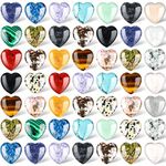 72 Pcs Natural Heart Shaped Crystal Stones 0.8 Inch Worry Stones Bulks Assorted Heart Palm Pocket Healing Carved Love Heart Stones Mini Heart Gemstone Decor for Witchcraft Meditation (Classic Style)