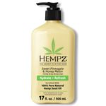 Hempz Sweet Pineapple & Honey Melon Moisturizing Skin Lotion, Natural Hemp Seed Herbal Body Moisturizer with Jojoba, Natural Extracts, Vitamin A and E, 17 oz