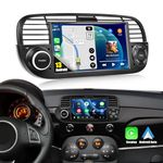 CAMECHO Android 13 Car Stereo for Fiat 500 2007-2015 support Wireless Carplay&Android Auto 7 Inch Double Din Touch Screen with Sat Navi Bluetooth HiFi WIFI FM+Rear View Camera