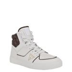 Guess Men's Senen Sneaker, White/Brown Logo Multi 141, 11.5