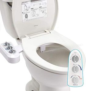 Hibbent Toilet Seat Bidet with Self Cleaning Dual Nozzle, Hot and Cold Water Spray Non-Electric Mechanical Bidet Toilet Attachment for Rear or Female Washing Sanitizing