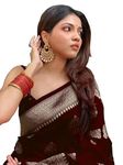 C J Enterprise Women's Banarasi Silk Saree Pure Kanjivaram Silk Saree Soft Wear kanchipuram Pattu Sarees Latest Cotton Sari With Blouse Piece for Wedding design sadi new ladies 2024 (Pari122 Maroon)