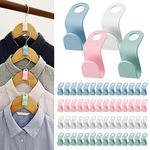 60 Pcs Clothes Hanger Connector Hooks, Multicolor Hanger Connector Hooks Super Space Saving Organizer Hanger Hooks Wardrobe Organise for Garderobe Closet(Multi)