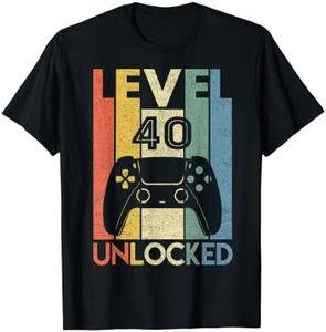 Level 40 Unlocked Shirt Funny Video Gamer 40th Birthday Gift Maglietta