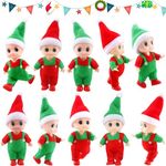 Puteraya 10 Pack Tiny Christmas Elf Dolls Miniature Elf Baby Accessories Dolls Small Xmas Elves Dolls for Christmas New Year Stocking Stuffer Party Decoration, 2 Styles