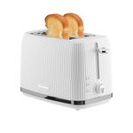 Innoteck Kitchen Pro 2 Slice Toaster - White Ridged Textured Body and Stainless-Steel Mechanism - 7 browning controls Including Defrost, Reheat & Cancel Functions - Making the Toast Quickly & Evenly