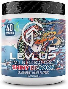 LevlUp Shiny Dragon Gaming Booster, Bevanda Energetica in polvere per Gaming, Energy Boost per Gamers con Taurina, Caffeina, L-Tirosina e Vitamina B12, Gusto Dragonfruit e Litchi, 320 g, 40 Porzioni
