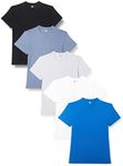 Lower East Basic Short Sleeved Men's T-Shirt, Pack of 5, White / Grey Melange / Olympia Blue / Folkstone Grey / Black, XL
