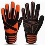 FINGER TEN Weight Lifting Gloves Gym with Wrist Support for Men Women Full Palm Protection Grip, Work Out Gloves fit Pull Ups Sport Training Fitness (Orange, M)