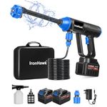 Cordless Jet Washer for Car & Patio – IronHawk 48v Battery-Powered Portable Cordless Pressure Cleaner with 6-in-1 Nozzle, Dual Rechargeable Batteries（ 2×Li‑ion），10M Power Hose