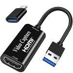 Video Capture Card, Fulfalic 4K HDMI to USB Game Capture Card, Full HD 1080p Capture Card, HDMI Video Game Capture for Editing Video/Games/Streaming/Online Teaching(Black)