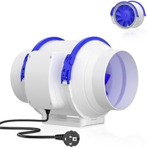Hon&Guan - Ventilador de extractor de aire silencioso (125 mm, ventilador de conducto inteligente, con Iec Eu Plug para cuarto de baño, cocina, ático de garaje, impresoras 3D plantación