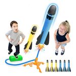 Qivange Rocket Toys for 3-10 Year Old Boys, Rocket Launcher for Kid Gift for Boys and Girls Age 3 4 5 6, Outdoor Garden Toys for Kids Gifts Age 3+ Stomp Rocket Toy with 6 Pcs Foam Rockets