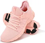 INZCOU Running Shoes Lightweight Tennis Shoes Non Slip Gym Workout Shoes Breathable Mesh Walking Sneakers Pink 7women / 6men