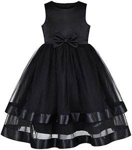 Sunny Fashion Girls Dress Black Bow Tie Party Pageant Halloween Puffy Skirt Sleeveless 8 Years