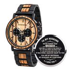 BOBO BIRD Mens Personalized Engraved Wooden Watches, Stylish Wood & Stainless Steel Combined Quartz Casual Wristwatches for Men Family Friends Customized Watch, A-For Husband, 1.73 Inch, stylish