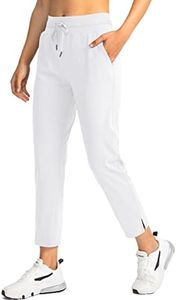 Soothfeel Women's Pants with 4 Pockets 7/8 Stretch High Waisted Sweatpants Travel Athletic Work Golf Pants for Women (White, 3X-Large)