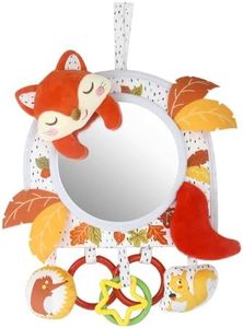 Baby Activity Hanging Toy with in-Sight Car Mirror, Adjustable for Car Seats, Strollers, Cribs, and Tummy Time, with Rattles, Crinkle Sounds, and Animal Design (Fox)