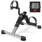 Folding Pedal Exerciser Mini Exercise Bike Portable Peddler Under Desk Bike with LCD Display for Arms and Legs Workout (Gray)