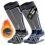 Cirorld 2 Pairs of Merino Wool Ski Socks for Men, Warm Wool Thermal Socks Unisex, Thick Winter Socks for Cold Weather, Snow, Skiing, Snowboarding, Hunting, Hiking, 6-12