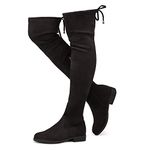 Herstyle Secret Obsession Womens Over the Knee Boots Thigh High Stack Heel Long Stretch Fall Riding Boots, Black, 7