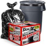 ToughBag 33 Gallon Trash Bags Heavy Duty (50 COUNT) 3 Mil Contractor Trash Bags – Heavy Duty Black Contractor Bags for Construction, Landscapers, Lawn Bags - Made In USA