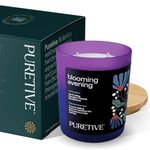 Puretive Scented Soy Wax Candle, Blooming Evenings Luxury Aroma Therapy Votive Jar | Upto 35 hrs Burn time, Scented Candles for Home Decor Gift Set - Rose, Lily of Valley & Sandalwood | 480 Grams