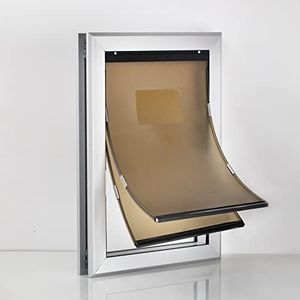 HANIML Extra Large Dog Door for Exterior Door Heavy Duty Aluminum Doggy Door Energy Efficient Double Flaps Pet Doggies Door Weatherproof with Lock Panel