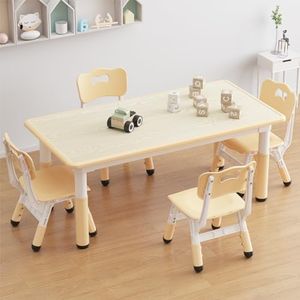 GarveeHome Kids Table and 4 Chairs Set, Height Adjustable Toddler Table and Chair Set, Graffiti Desktop, Children Multi-Activity Table for 4, Kids Study Table for Home Daycare Preschool for Ages 2-8