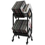 VEDECASA DJ Vinyl Record Storage Holder Rack LP Storage Display Stand with Casters Easy to Move Mobile Book Albums Storage Magazine Holder Office Files Organiser Shelf