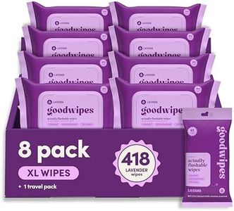 goodwipes Flushable Wipes Bulk Pack, Lavender Adult Wet Wipes for Women & Men, Sewer & Septic Safe, Toilet & Bathroom Essentials, Extra Large, 418 Count (8 Packs and 1 Travel Pack)