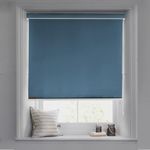 HIPPO 100% Blackout Roller Blinds for Windows UV Protection, Waterproof, Room Darkening, Corded Roll Up and Down Blinds for Home & Office Customizable (4FTX5FT, Blue-Grey)