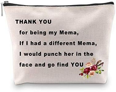 PXTIDY Mema Gift Grandma Gift Thank You For Being My Mema Cosmetic Bag Funny Grandmother Makeup Bag Best Mema Ever Meme Gift Nana Gift (beige)