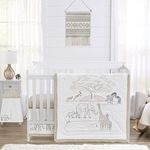 Sweet Jojo Designs Jungle Safari Animals Baby Boy Girl Nursery Crib Bedding Set Beige Brown Taupe Black and White Gender Neutral Animal Elephant Giraffe Wildlife Adventure Zebra Elephants Serengeti