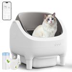 TRIUMPHKEY Automatic Self-Cleaning Cat Litter Tray, App-Controlled, Open-Top XXL Cat Litter Box with Dual Odor Control for Multiple catsan, Includes Mat, Waste Bags, Scoop & Scent Box