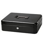 Betlex Large 12 Inch Cash Box with Note and Coin Compartments | Cash Box with Lock and Key & Money Tray Perfect Secure Storage for Loose Change-1 Pcs (Multi Color)-BL-04