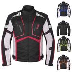 HWK Motorcycle Jacket for Men and Women Scorpion with Cordura Fabric for Enduro Motocross Motorbike Riding, Red, Medium