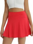 fuinloth Skorts for Women, Tennis Skirt Pockets Ladies Golf Activewear Skort Gym Mini Skirts Red M 10-12